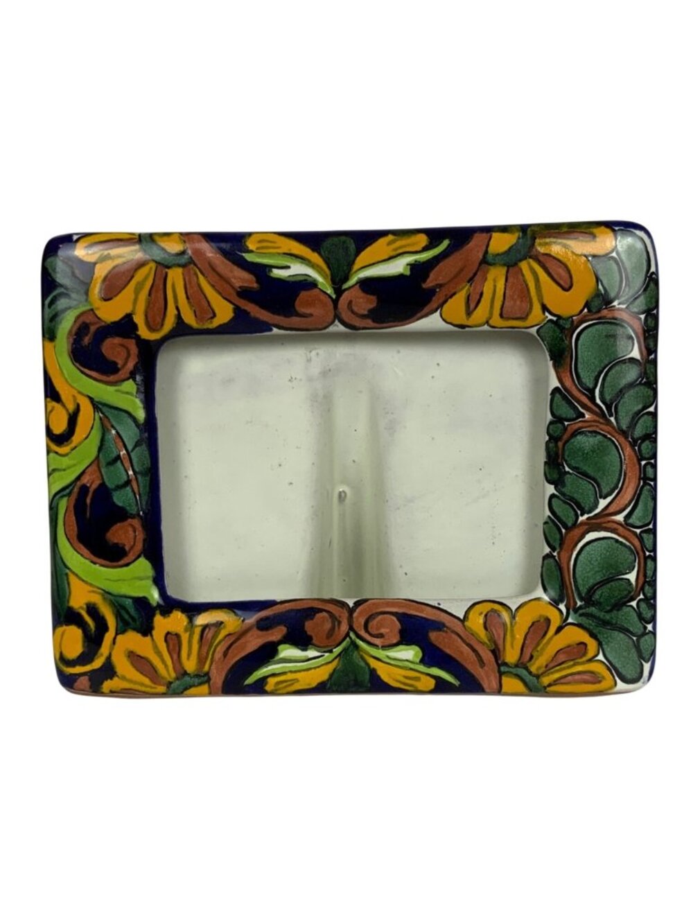 Hand-Painted Talavera Pottery Picture Frame 5x3.5 Cowboy Artists Of America